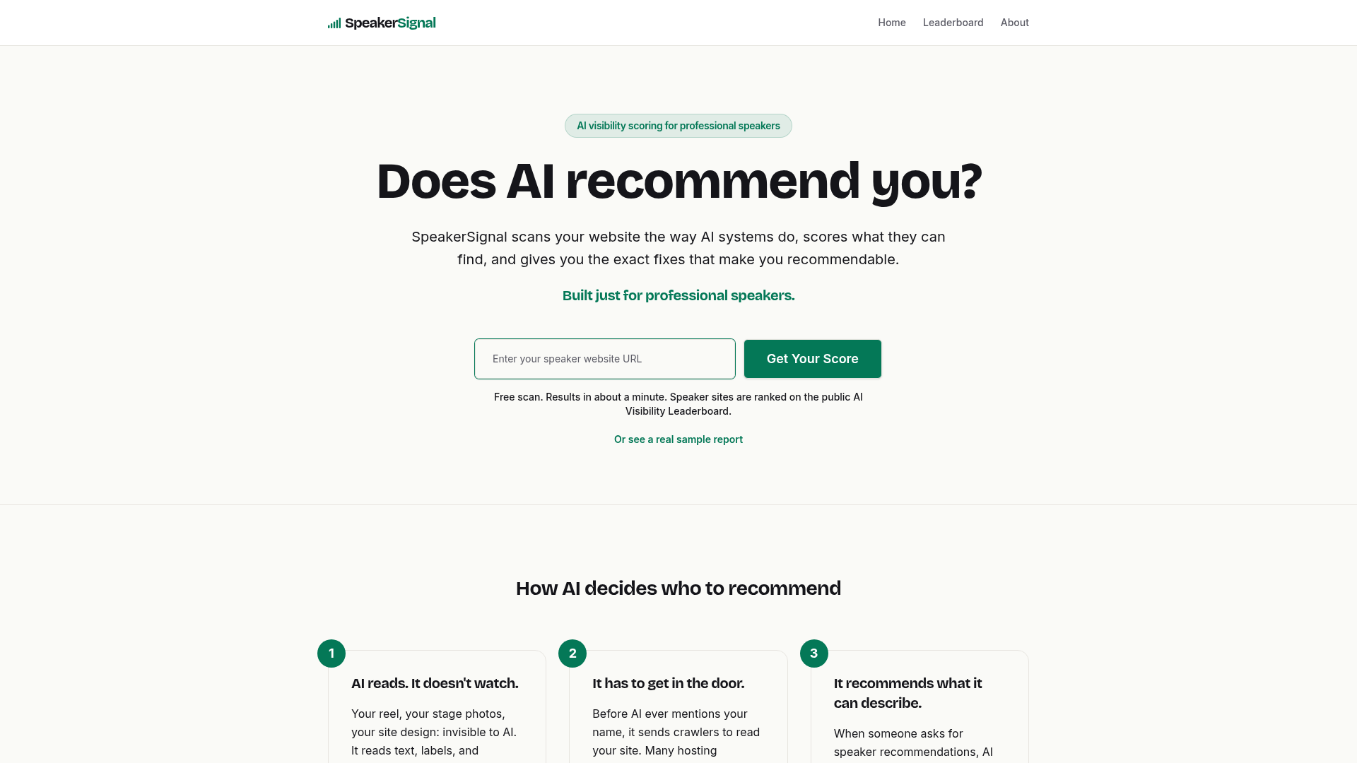 Screenshot of speakersignal.com